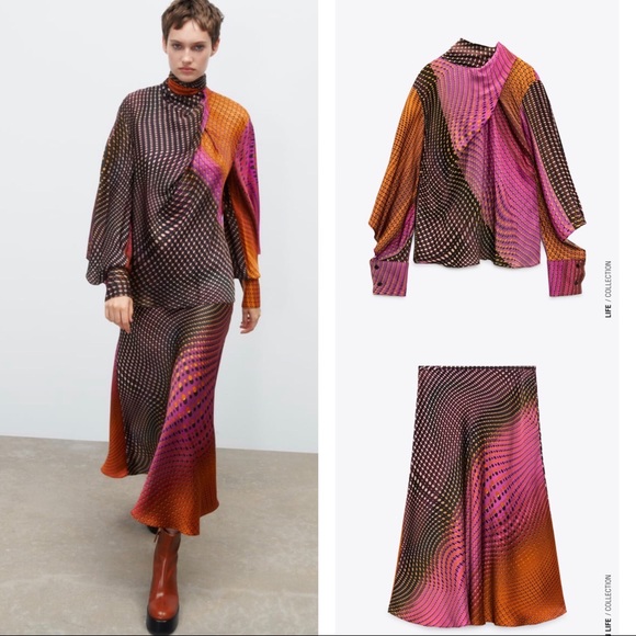 Zara Skirts Zara 2 Piece Set Printed Top And Skirt Poshmark